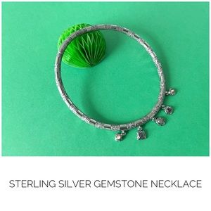 Silver gemstone necklace engraving boho magnetic